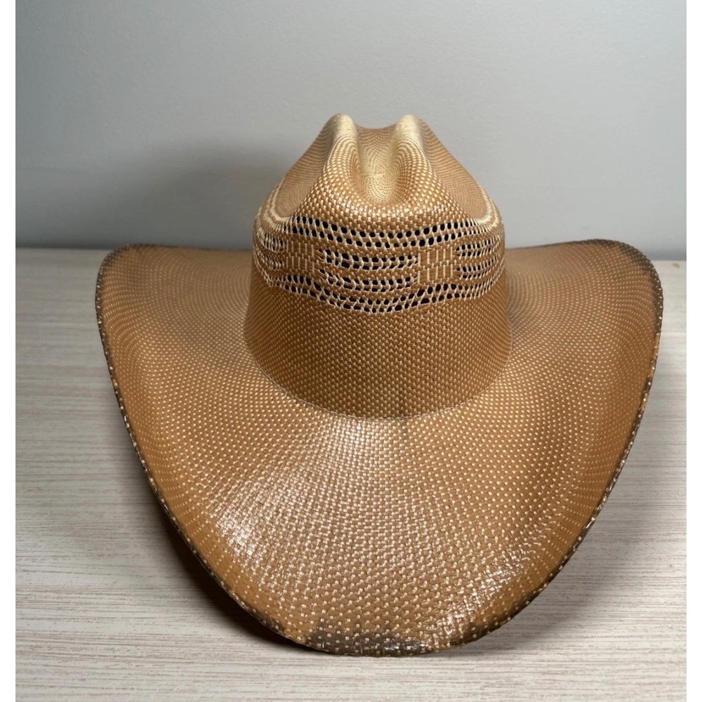 Sombreros Caval 100X Tan Straw Cowboy Cowgirl Hat Rodeo Size 7 3/8 59 Mex Mexico - Picture 3 of 9